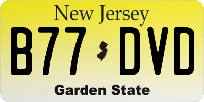 NJ license plate B77DVD