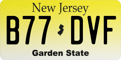 NJ license plate B77DVF