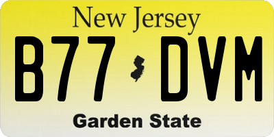 NJ license plate B77DVM