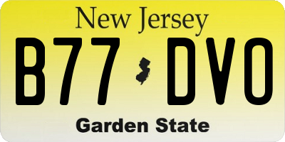 NJ license plate B77DVO