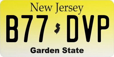 NJ license plate B77DVP