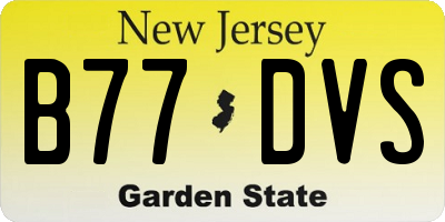 NJ license plate B77DVS