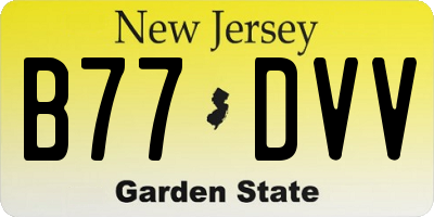 NJ license plate B77DVV