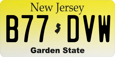 NJ license plate B77DVW
