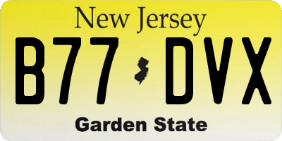 NJ license plate B77DVX
