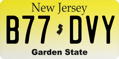 NJ license plate B77DVY