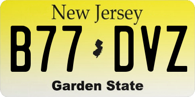 NJ license plate B77DVZ