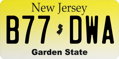 NJ license plate B77DWA