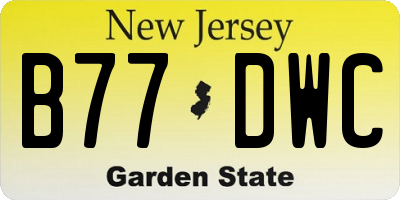NJ license plate B77DWC