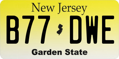 NJ license plate B77DWE