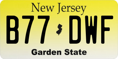 NJ license plate B77DWF
