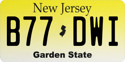 NJ license plate B77DWI