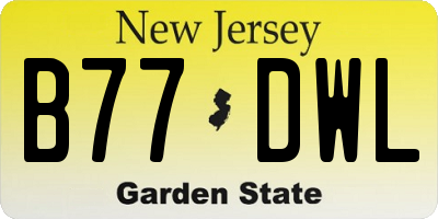 NJ license plate B77DWL
