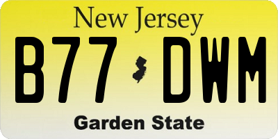 NJ license plate B77DWM