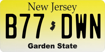 NJ license plate B77DWN
