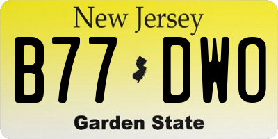 NJ license plate B77DWO