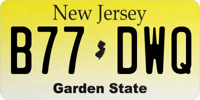 NJ license plate B77DWQ