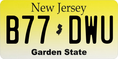 NJ license plate B77DWU