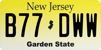 NJ license plate B77DWW