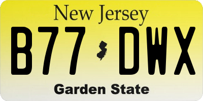 NJ license plate B77DWX