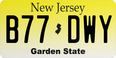 NJ license plate B77DWY