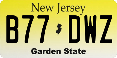 NJ license plate B77DWZ