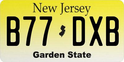 NJ license plate B77DXB