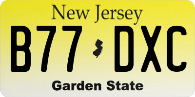 NJ license plate B77DXC