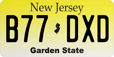 NJ license plate B77DXD