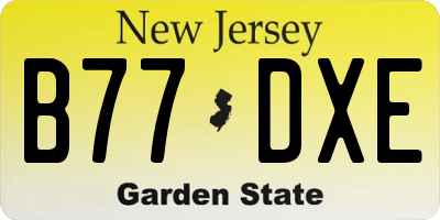 NJ license plate B77DXE