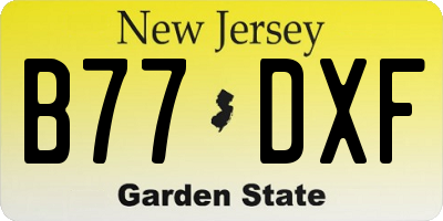 NJ license plate B77DXF