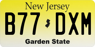 NJ license plate B77DXM