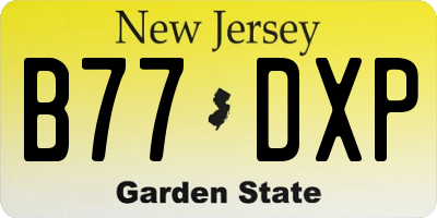NJ license plate B77DXP