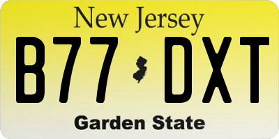NJ license plate B77DXT