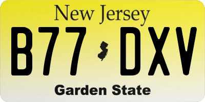 NJ license plate B77DXV