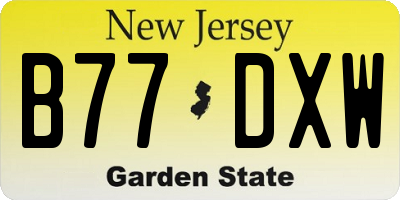 NJ license plate B77DXW