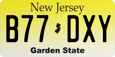 NJ license plate B77DXY