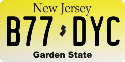 NJ license plate B77DYC