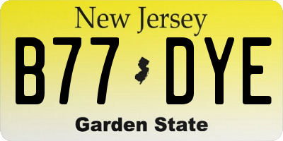 NJ license plate B77DYE