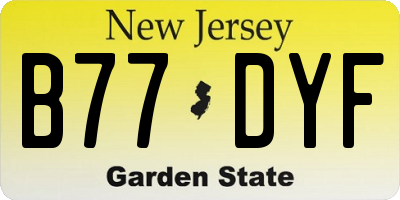 NJ license plate B77DYF