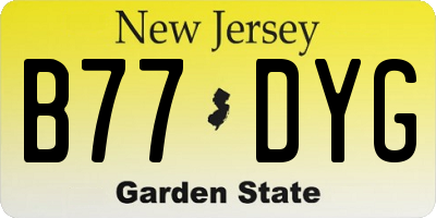 NJ license plate B77DYG