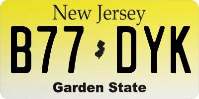 NJ license plate B77DYK
