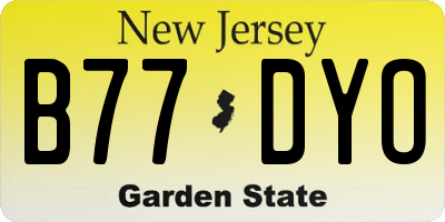 NJ license plate B77DYO