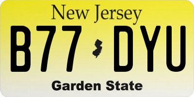 NJ license plate B77DYU