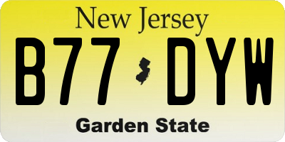 NJ license plate B77DYW
