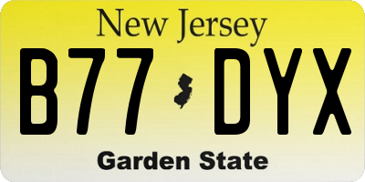 NJ license plate B77DYX