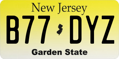 NJ license plate B77DYZ
