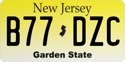 NJ license plate B77DZC