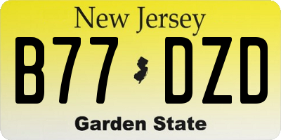 NJ license plate B77DZD