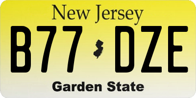 NJ license plate B77DZE
